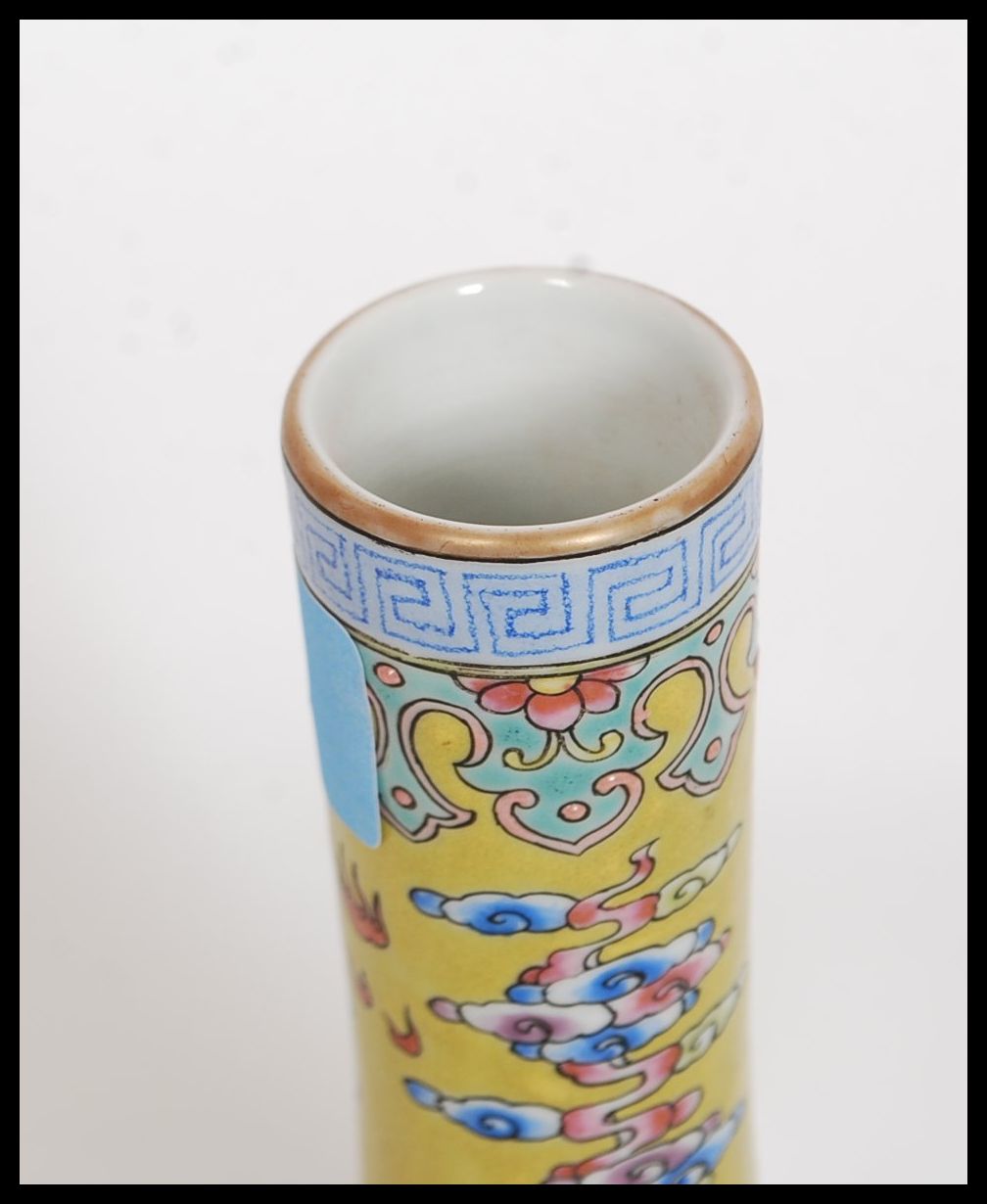 An early 20th century imperial yellow ground bottle vase, - Image 4 of 5