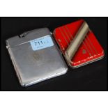 A Ronson cigarette case and lighter combo along with a ladies compact cigarette case combo.