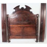 19th century carved barley twist column double bed.