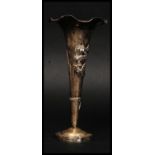 An unusual Chinese silver plate spill vase of fluted form with flange top,