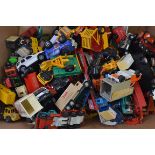 DIECAST: A large box of assorted loose vintage diecast model cars and vehicles to include Lesney,