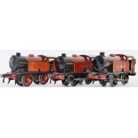 HORNBY: A collection of 3x Hornby 0 Gauge tinplate clockwork railway trainset locomotives - LMS