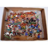 TIMPO: A collection of approx 50x assorted vintage plastic Timpo Cowboys & Indians figures.