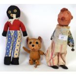 VINTAGE TOYS: Three vintage toys to include a clockwork vinyl headed clown figure,