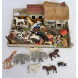 FARMYARD: A vintage farm playset, along with a quantity of Britains and other animal figures.