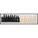 A cased Japanese figural chess set of fi
