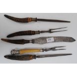 Horn handled carving tools, to include k