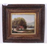 A mid century oil on board painting in f