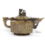 A Chinese Yixing hexagonal teapot 20th C