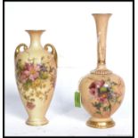 2 Royal Worcester Ivory blush vases, both af.