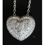 A silver and CZ heart shaped necklace. Total weight 4.3g.