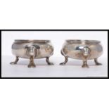 A pair of heavy solid silver antique hallmarked salts.