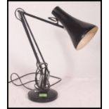 A post war Industrial black Herbert Terry anglepoise desk lamp with pendant shade and circular