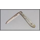 A small hallmarked silver bladed fruit knife / pen knife,