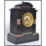 A Victorian marble and slate 8 day mantel clock with silver inscription for M Randle - Platelayers