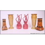 A collection of ceramics to include 2 Art Deco figurines of continental origin along with a pair of
