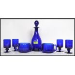 A Thomas Webb Bristol Blue Glass coloured decanter,