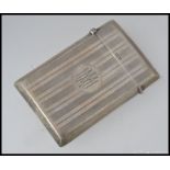 A silver machine turned silver hallmarked calling card case, hinged lid, Birmingham Assay,
