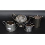 A collection of 4x silver plate pots - one engraved for The Louis, by Elkington.