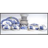 An Old Alton blue and white dinner service comprising plates, cups, saucers, tureens, gravy boat,