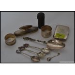A collection of silver hallmarked items, silver metal items etc,