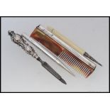 A collection of silver items (some hallmarked, some 925, some unmarked) to include a pencil, comb,