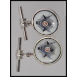 A pair of white metal 925 silver and enamel masonic cufflinks.