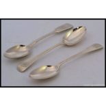 3 Victorian silver hallmarked teaspoons with monograms to the handles.