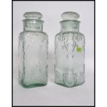 A pair of vintage pressed glass sweet jars,