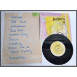 James - James handwritten set list from April 1983 when they where supporting The Smiths along with