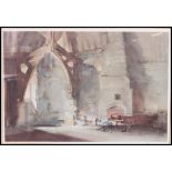 After W Russell Flint. A print of a watercolour no 12 / 300 Ancient Interior with grand piano.