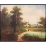 An late 19th century framed oil on board of a rural scene signed to corner J. Palmer.