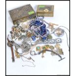A collection of costume jewellery to include a silver butterfly pendant and chain,