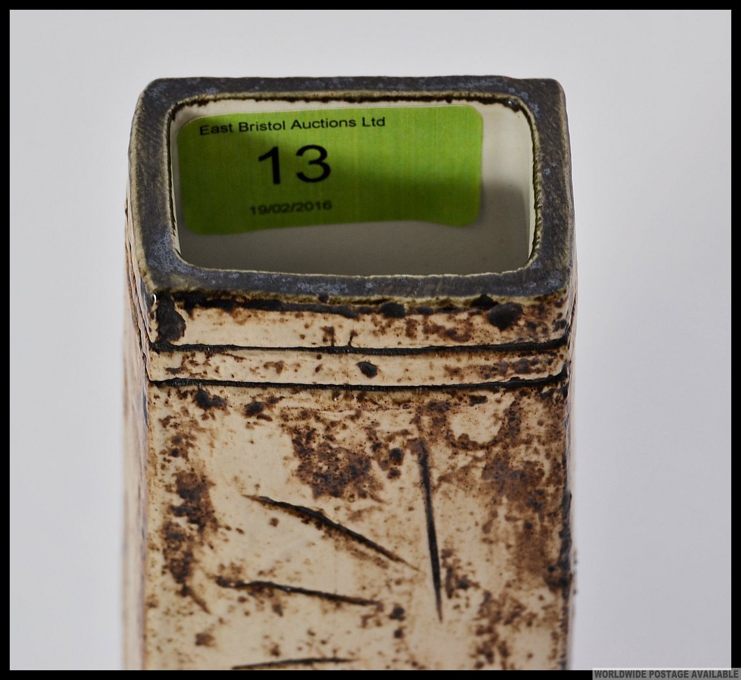 An original Troika pottery coffin vase with textured brown ground, - Image 5 of 6