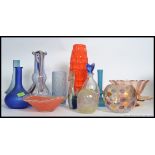 A collection of retro 1960's and later studio  glass ware to include vases and bowls etc.