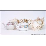 A collection of teapots to include George Jones Azalea, Chinese Staffordshire teapot,