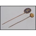 2 9ct gold Victorian hat - stick pins,