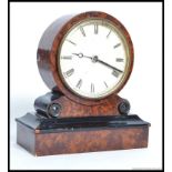 A late 19th early 20th century Walnut Drum head mantle clock, white face,