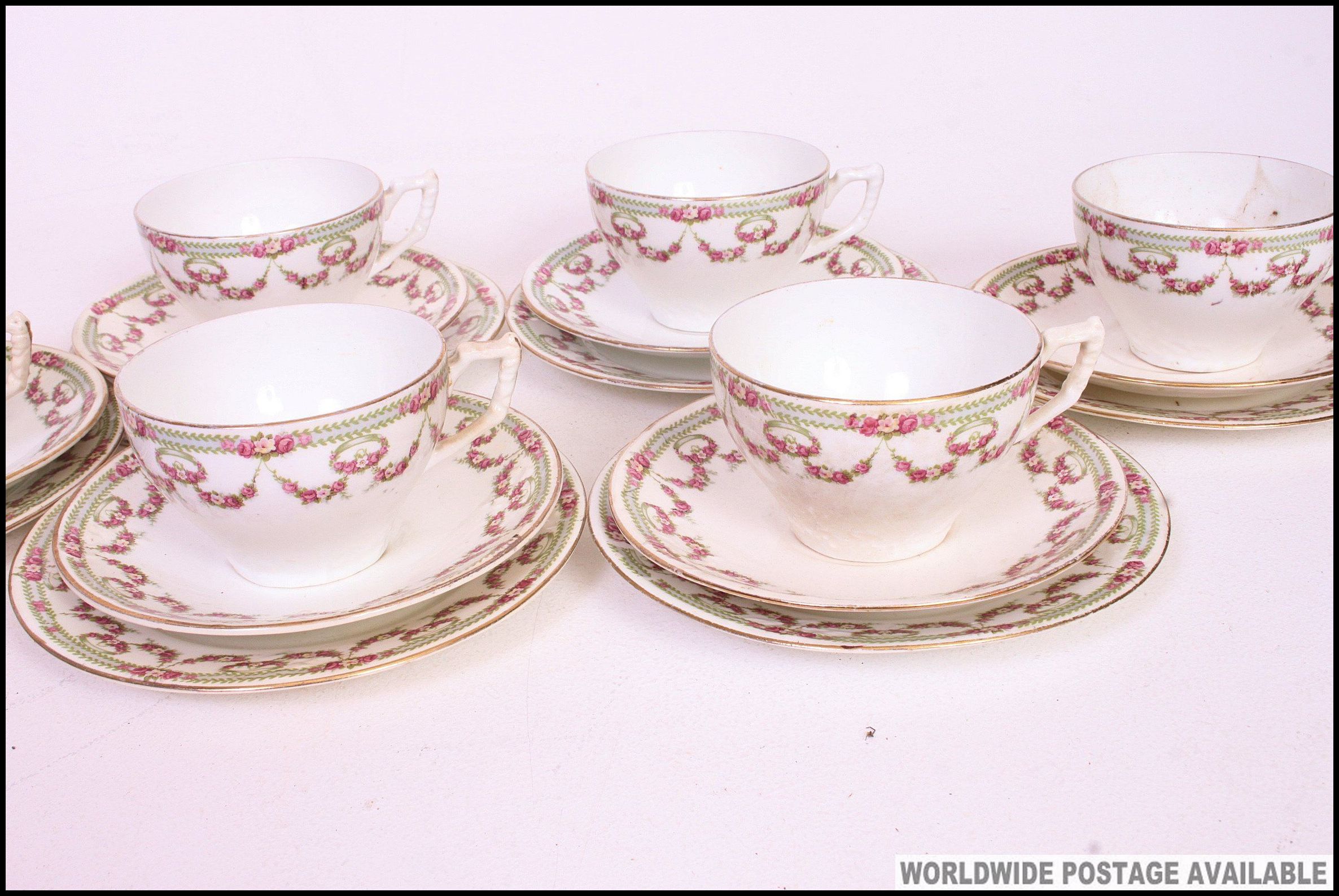 A set of 6 Staffordshire ceramic trio's in a chintz - part tea service comprising cups, saucers, - Image 2 of 3