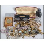 A box of costume jewellery to include bracelets, bangles, necklaces, watches,