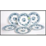 A collection of six Wedgwood blue and white plates in the Bramble pattern,