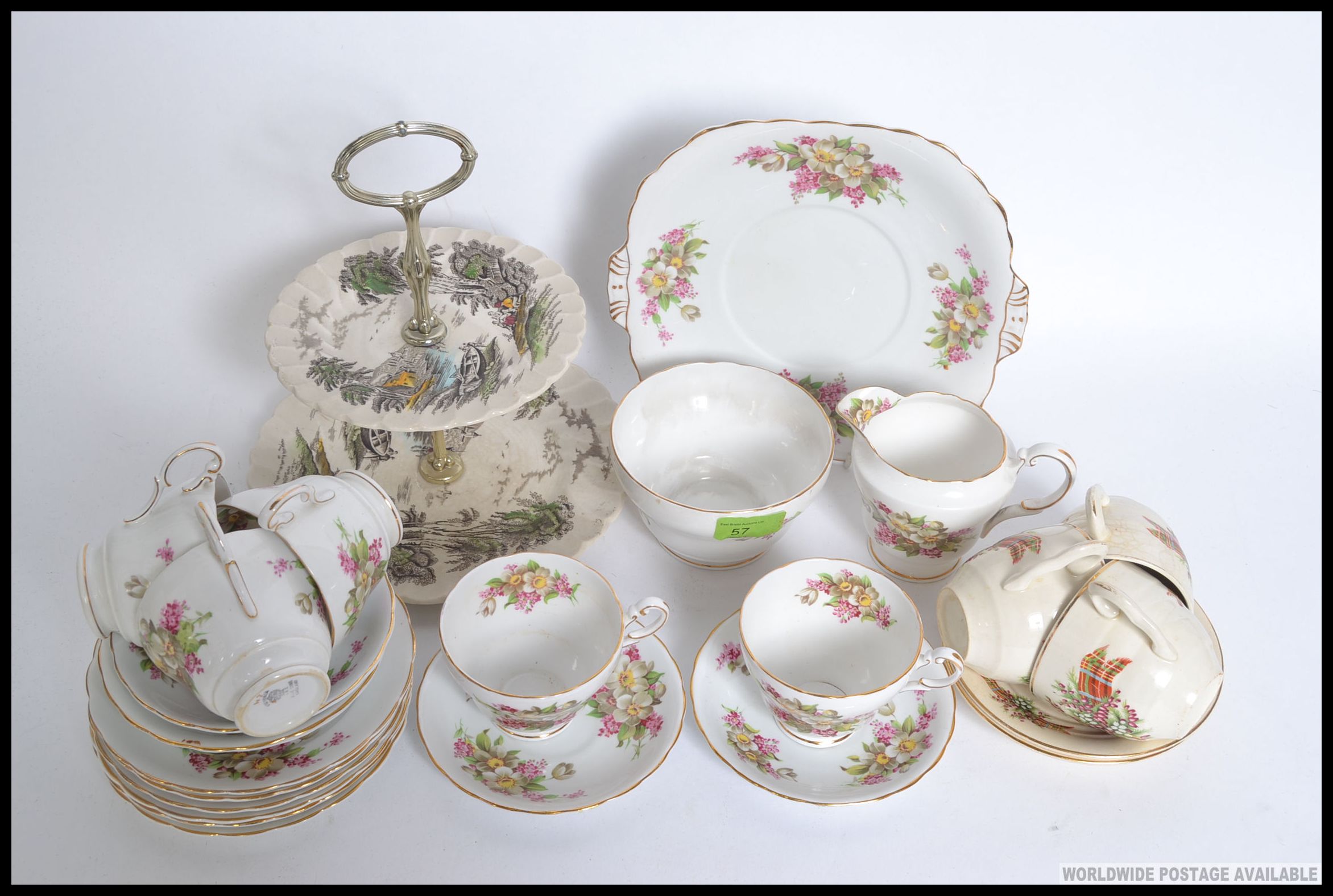 A vintage Chintz pattern Staffordshire tea service comprising cups, saucers plates etc. - Image 2 of 4