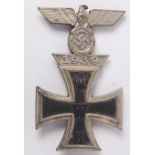 A Second World War era WWII Nazi Third Reich iron cross medal, first class, with bar.