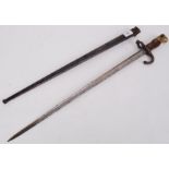 A French Model 1876 ' Gras ' Sword Bayonet.