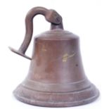 A vintage heavy bronze cart bell / possibly a ships bell.