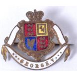 An unusual Mayors enamel set coat of arms George V badge brooch with notation to verso for Boro of