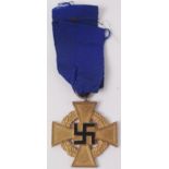 A Third Reich Nazi party WWII Second World War issue Faithful Service First Class cross medal.