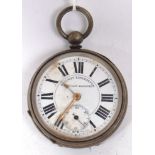 A Railway Timekeeper pocket watch with oversized roman numeral chapter ring,