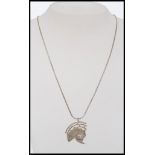 A 925 silver pendant necklace with abstr