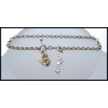 A 925 silver belcher link bracelet with